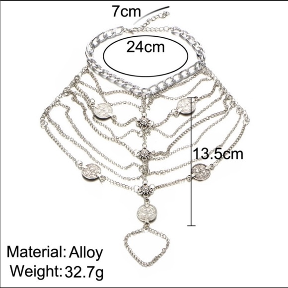 Multi-layer Coin Tassel Chain Anklet Set (Silver) - Picture 3 of 5